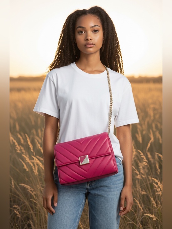 Dkny Handbags - DKNY Devon Clutch Quilt Pink Gold Toned Chain Crossbody Bag